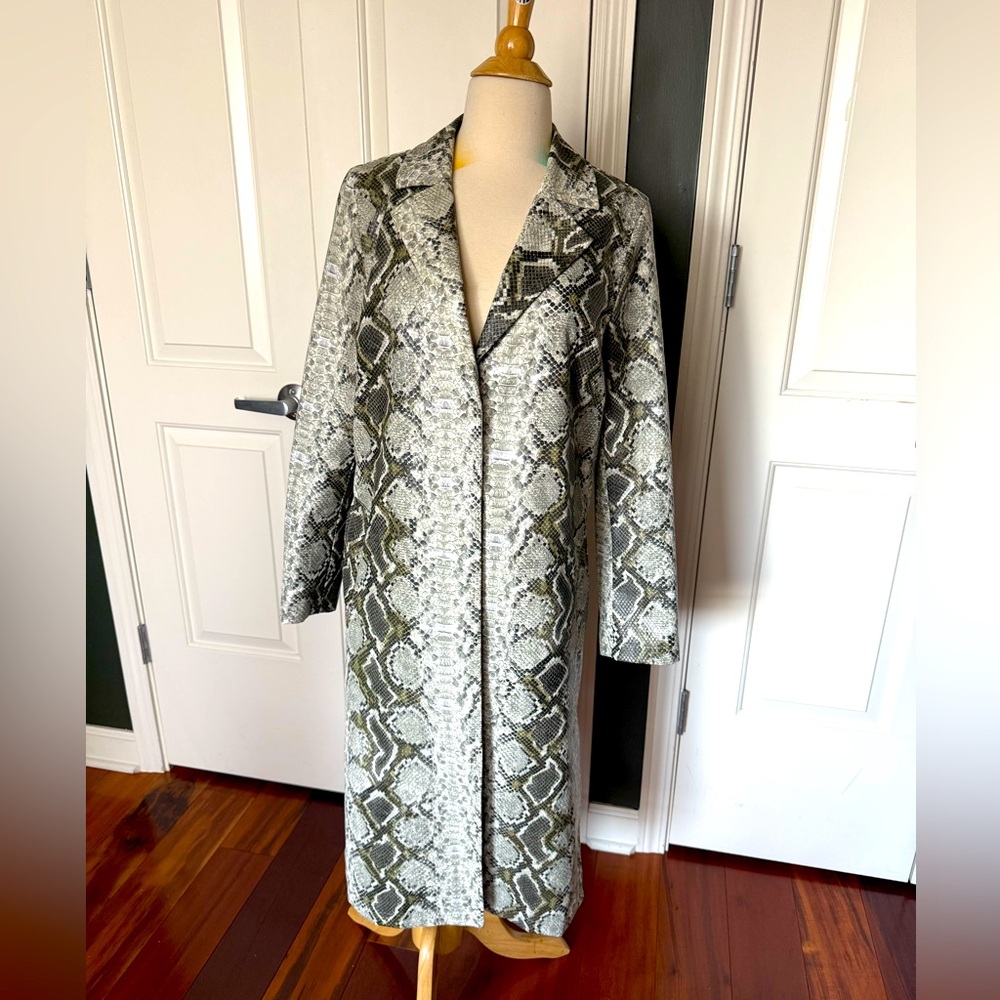 Topshop Green and Gray Trench Coat with Classic Lapel